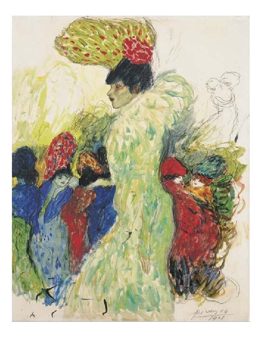 1901 Au Moulin Rouge (La fille du Roi d'Egypte) by Pablo Picasso, vintage artwork, 16x12"(A3) Poster