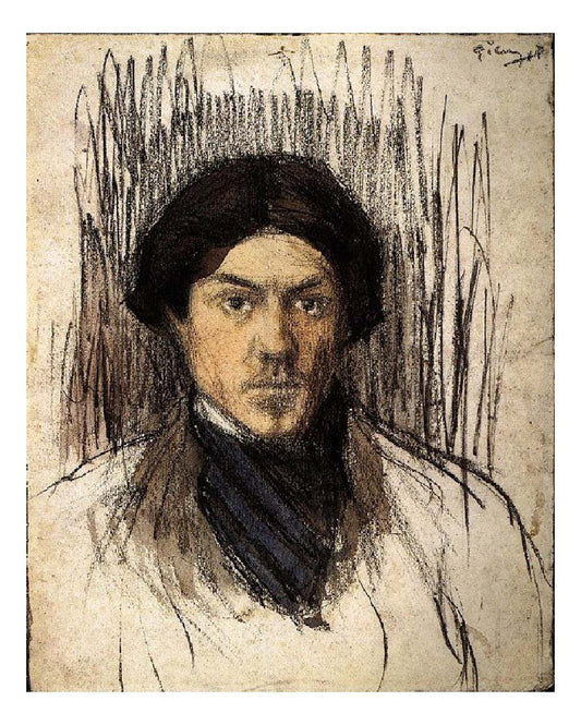 1901 Autoportrait by Pablo Picasso, vintage artwork, 16x12"(A3) Poster