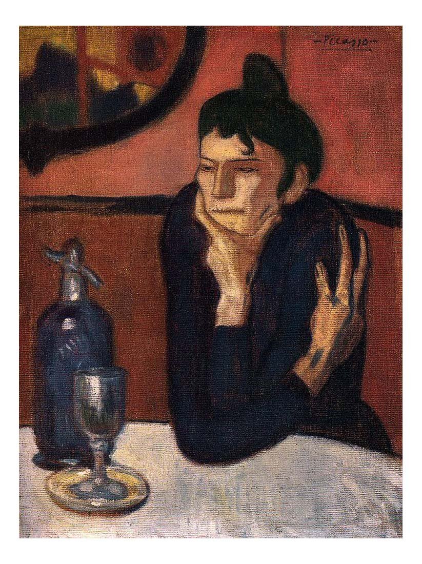 1901 Buveuse d'absinthe by Pablo Picasso, vintage artwork, 16x12"(A3) Poster