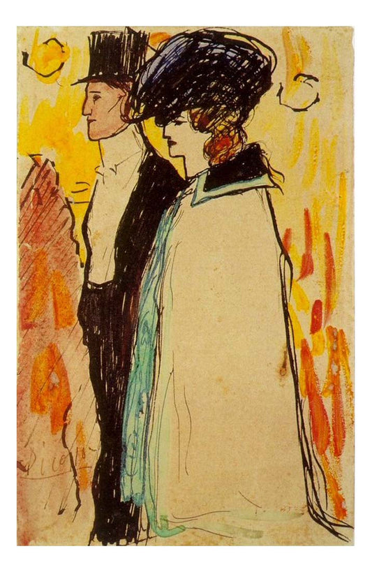 1901 Couple de 'Rastaquoueres' by Pablo Picasso, vintage artwork, 16x12"(A3) Poster