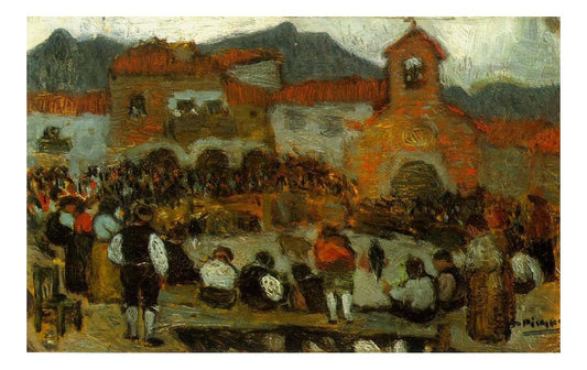 1901 Courses de taureaux3 by Pablo Picasso, vintage artwork, 16x12"(A3) Poster