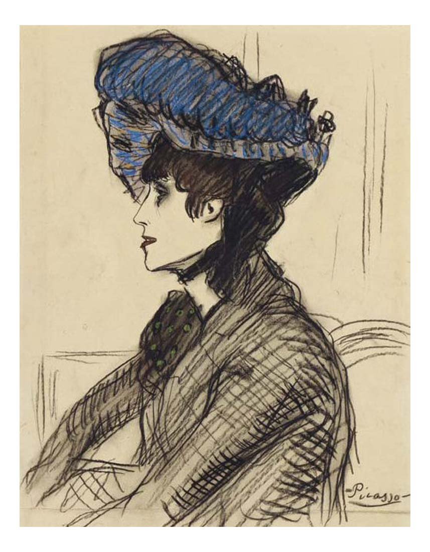 1901 Dans la loge (Portrait de Jane Avril) by Pablo Picasso, vintage artwork, 16x12"(A3) Poster