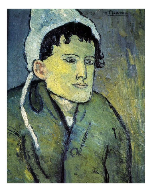 1901 Femme au bonnet by Pablo Picasso, vintage artwork, 16x12"(A3) Poster