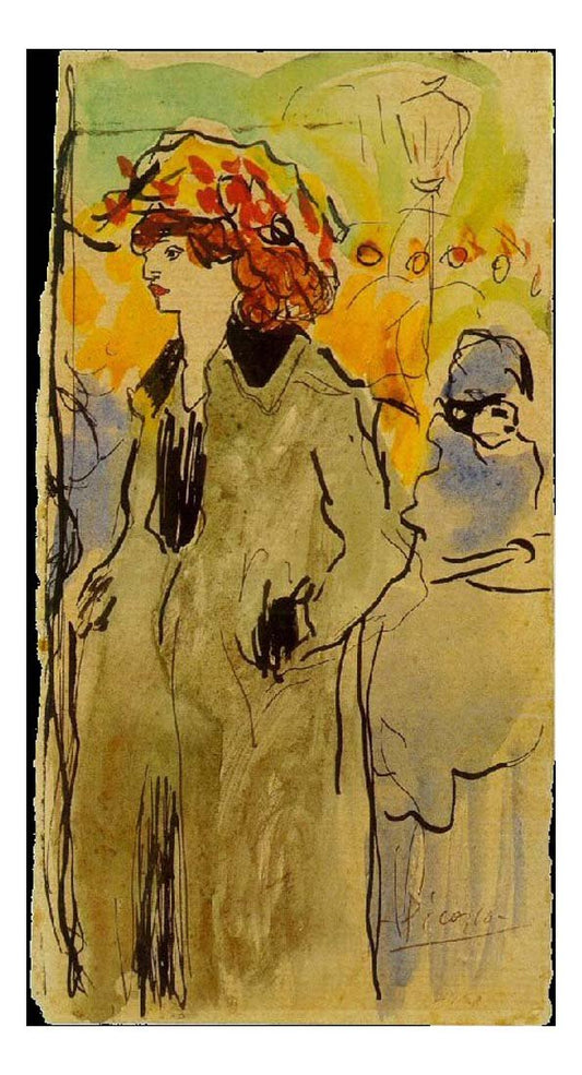 1901 Femme dans la rue by Pablo Picasso, vintage artwork, 16x12"(A3) Poster