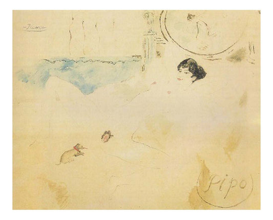 1901 Femme et chien by Pablo Picasso, vintage artwork, 16x12"(A3) Poster