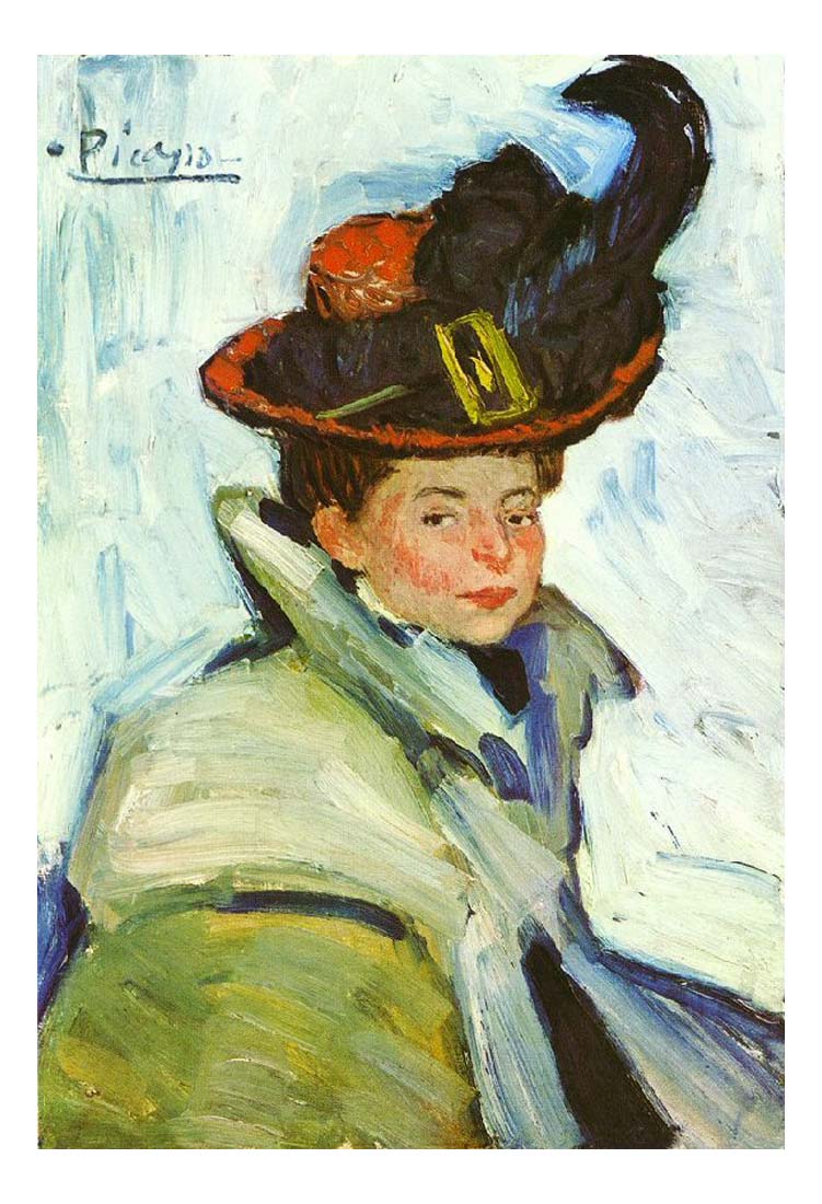 1901 Femme portant une cape by Pablo Picasso, vintage artwork, 16x12"(A3) Poster
