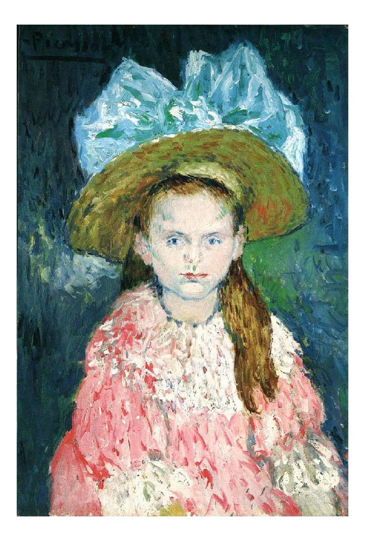 1901 Fillette au chapeau by Pablo Picasso, vintage artwork, 16x12"(A3) Poster