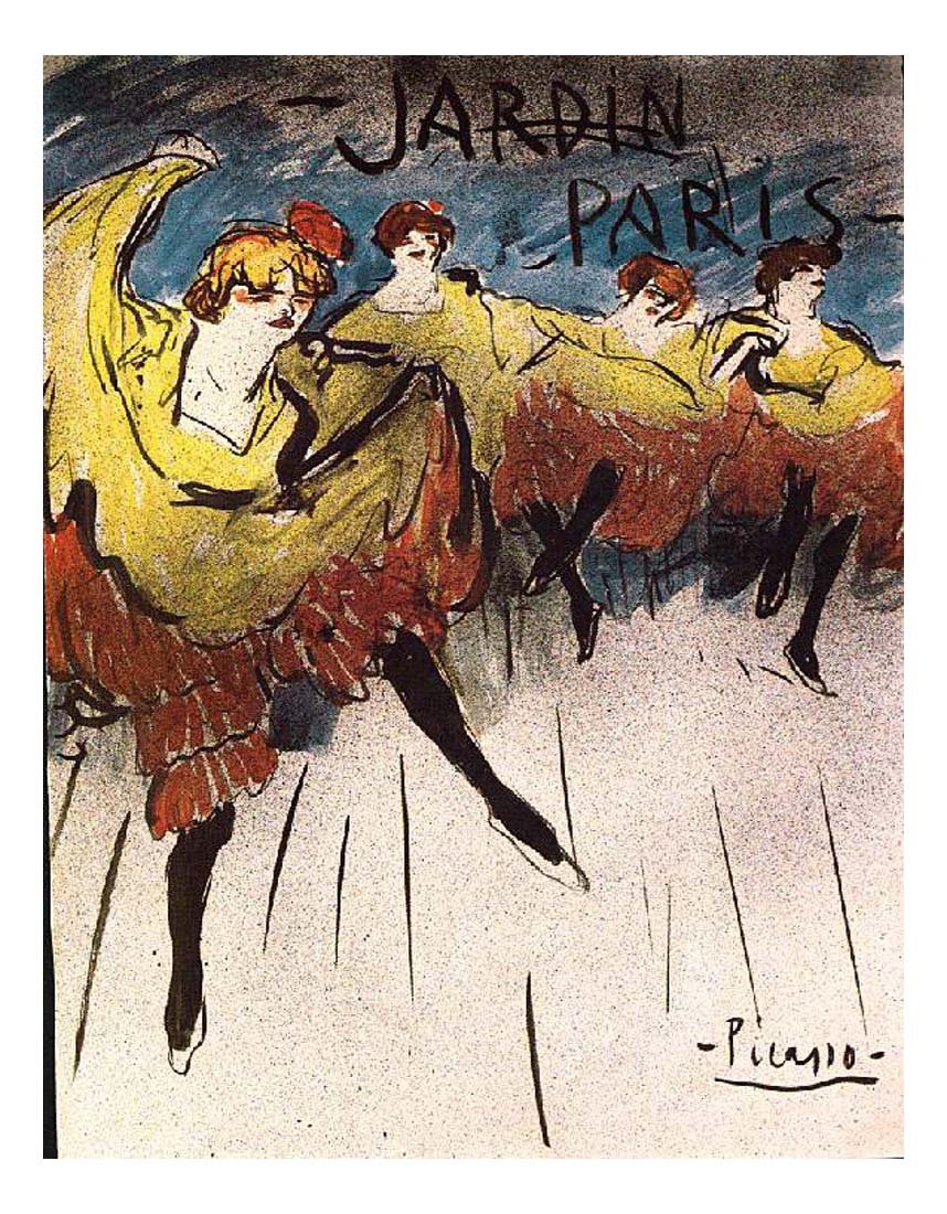 1901 Jardin de Paris by Pablo Picasso, vintage artwork, 16x12"(A3) Poster