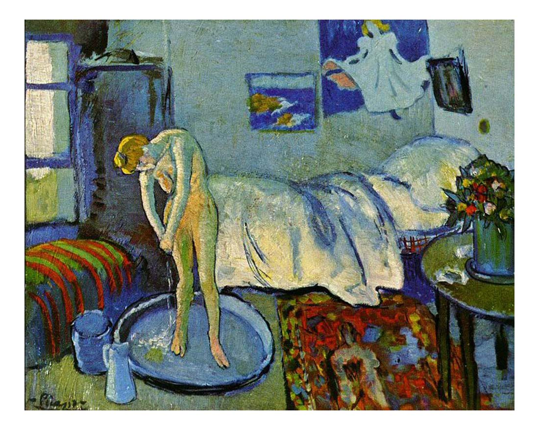 1901 La chambre bleue (Le tub) by Pablo Picasso, vintage artwork, 16x12"(A3) Poster