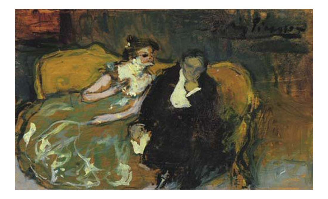 1901 La conversation by Pablo Picasso, vintage artwork, 16x12"(A3) Poster