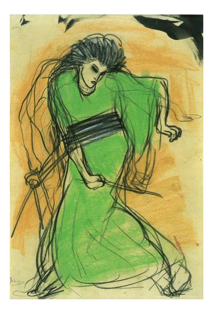 1901 La danseuse Sada Yacco by Pablo Picasso, vintage artwork, 16x12"(A3) Poster