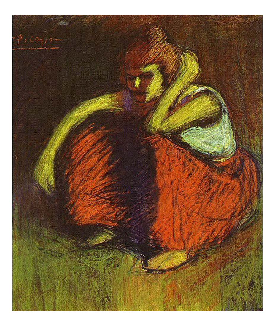 1901 La jupe rouge by Pablo Picasso, vintage artwork, 16x12"(A3) Poster