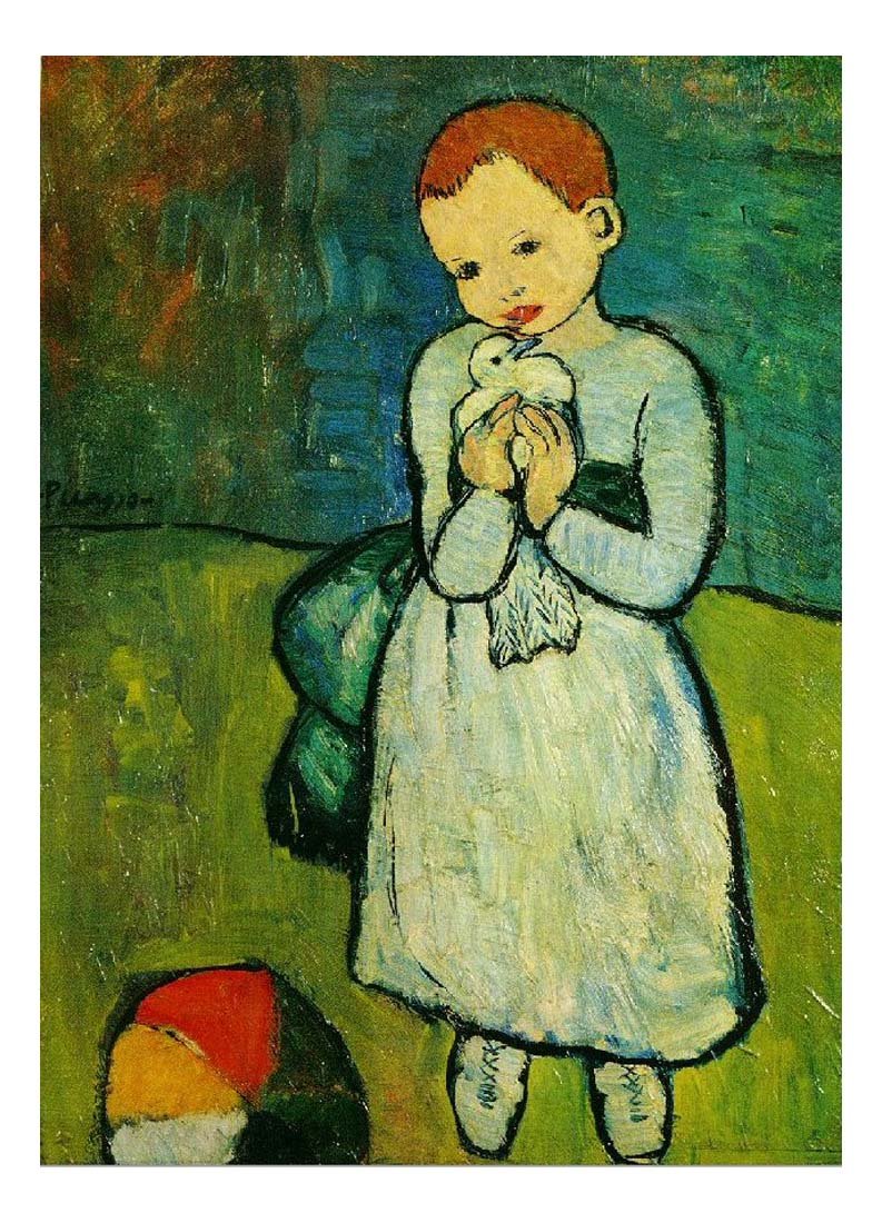 1901 L'enfant au pigeon by Pablo Picasso, vintage artwork, 16x12"(A3) Poster