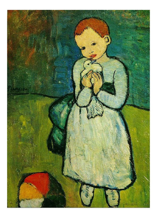 1901 L'enfant au pigeon by Pablo Picasso, vintage artwork, 16x12"(A3) Poster