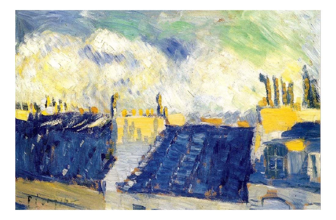 1901 Les toits bleus by Pablo Picasso, vintage artwork, 16x12"(A3) Poster
