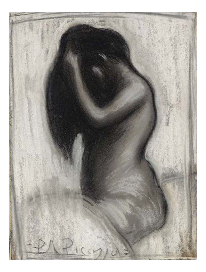 1901 Nu se coiffant by Pablo Picasso, vintage artwork, 16x12"(A3) Poster