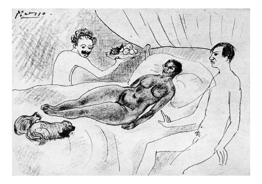 1901 Parodie d'Olympia by Pablo Picasso, vintage artwork, 16x12"(A3) Poster