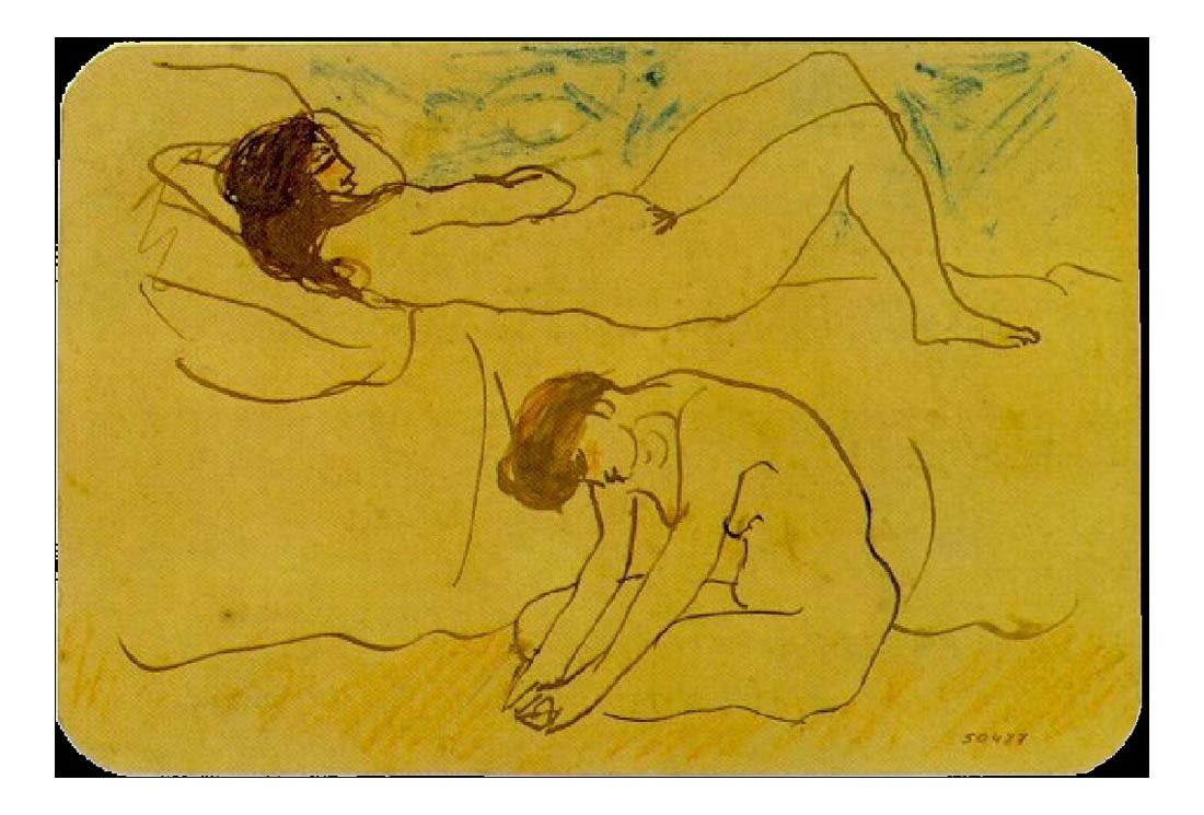 1902 Deux femmes nues by Pablo Picasso, vintage artwork, 16x12"(A3) Poster