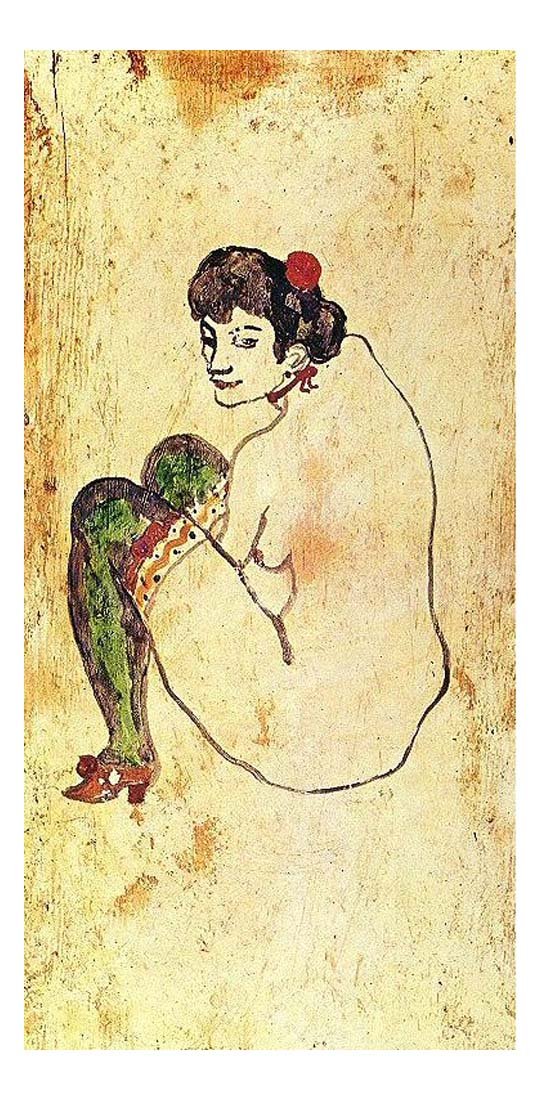 1902 Femme aux bas verts by Pablo Picasso, vintage artwork, 16x12"(A3) Poster