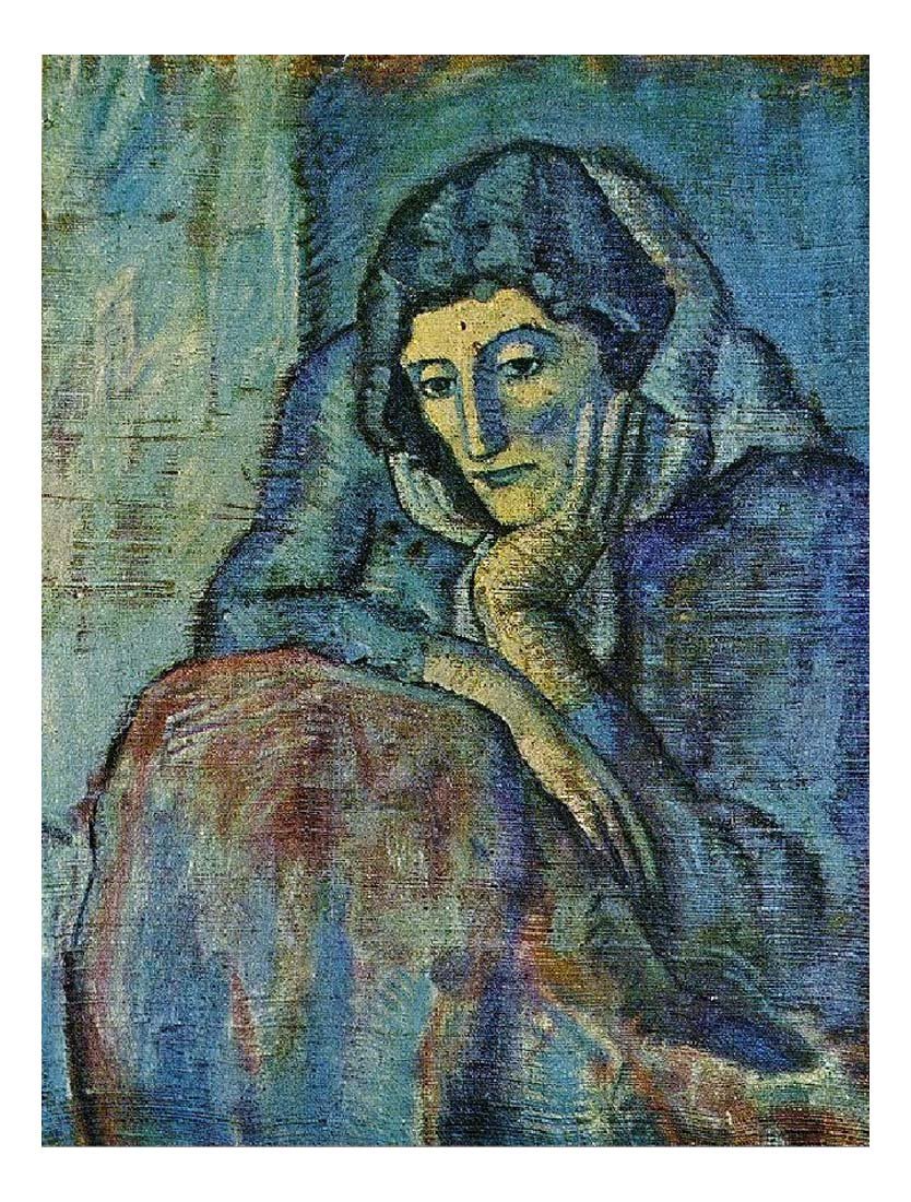 1902 Femme en bleu by Pablo Picasso, vintage artwork, 16x12"(A3) Poster