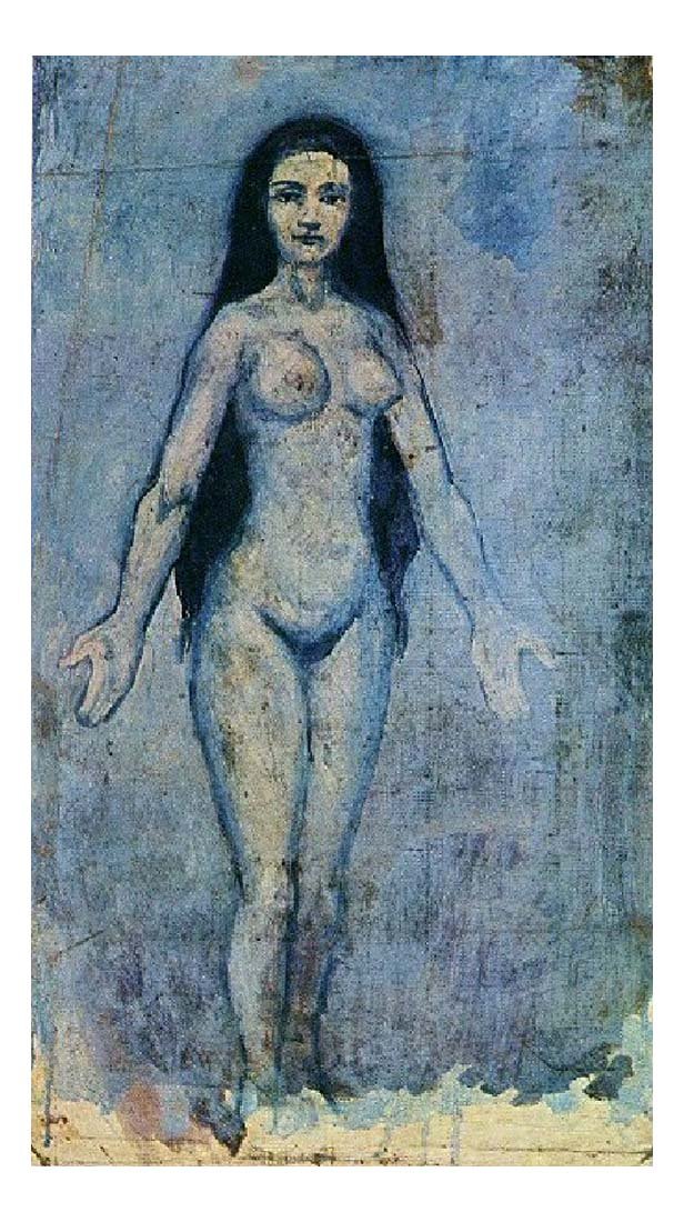 1902 Femme nue aux cheveux longs by Pablo Picasso, vintage artwork, 16x12"(A3) Poster