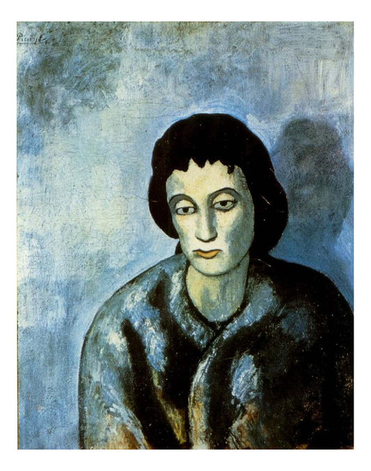 1902 La femme avec la bordure by Pablo Picasso, vintage artwork, 16x12"(A3) Poster