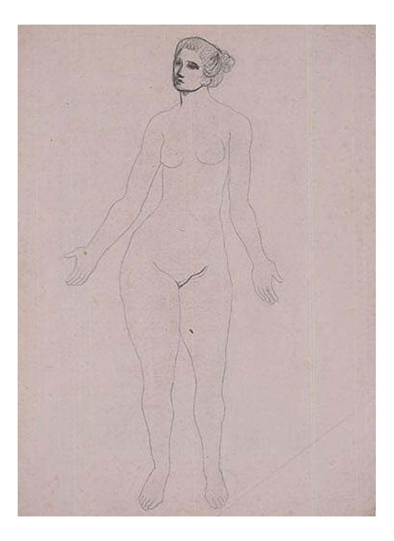 1903 Etude de nu debout by Pablo Picasso, vintage artwork, 16x12"(A3) Poster