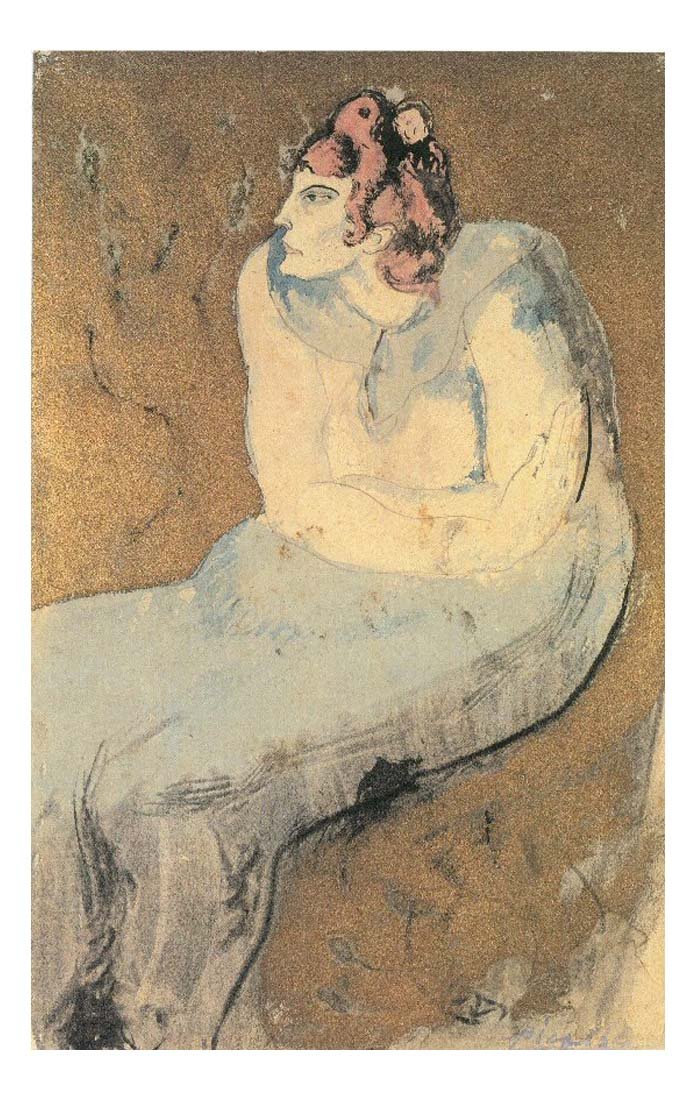 1903 Femme assise by Pablo Picasso, vintage artwork, 16x12"(A3) Poster
