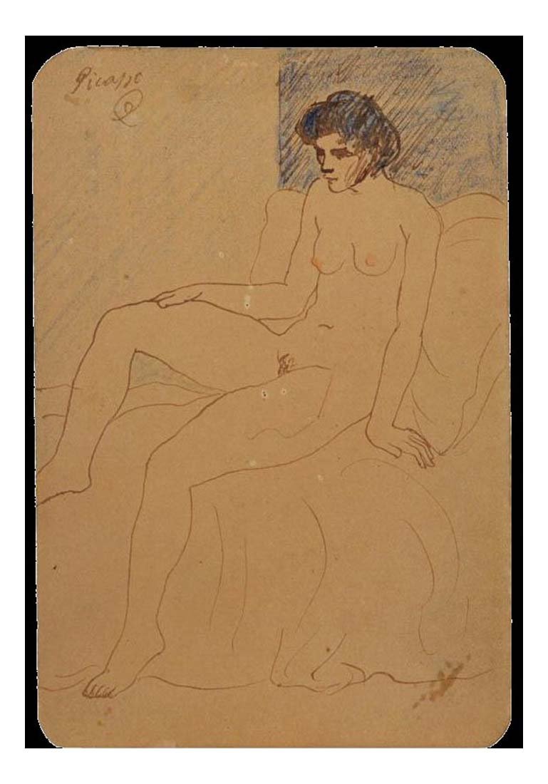 1903 Femme nue by Pablo Picasso, vintage artwork, 16x12"(A3) Poster