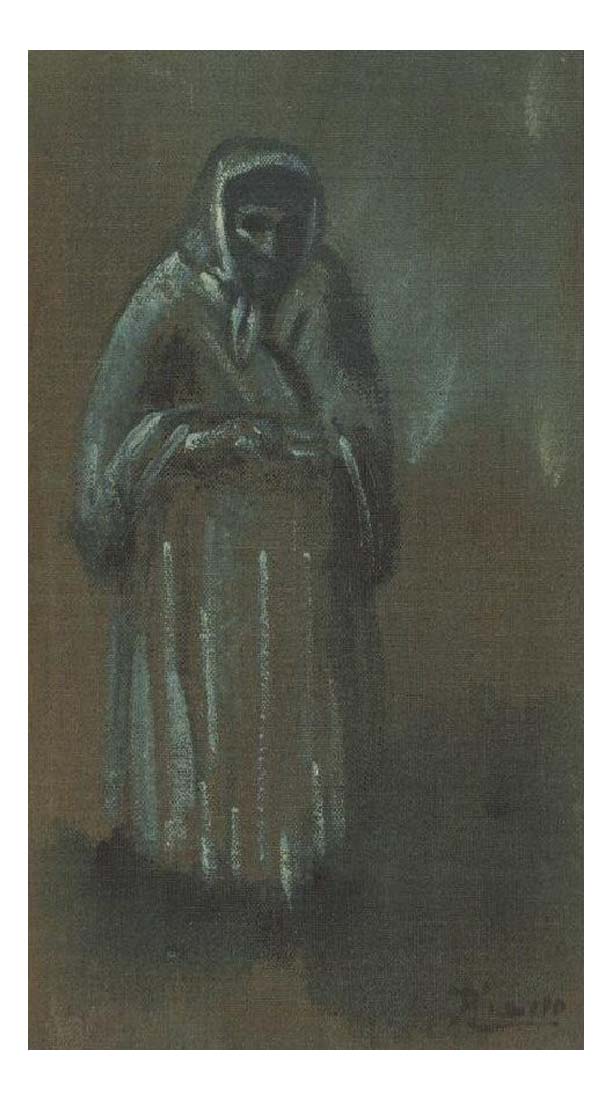 1903 La vieille by Pablo Picasso, vintage artwork, 16x12"(A3) Poster