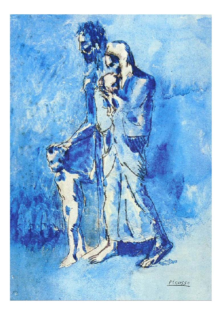 1903 L'aveugle et sa famille by Pablo Picasso, vintage artwork, 16x12"(A3) Poster