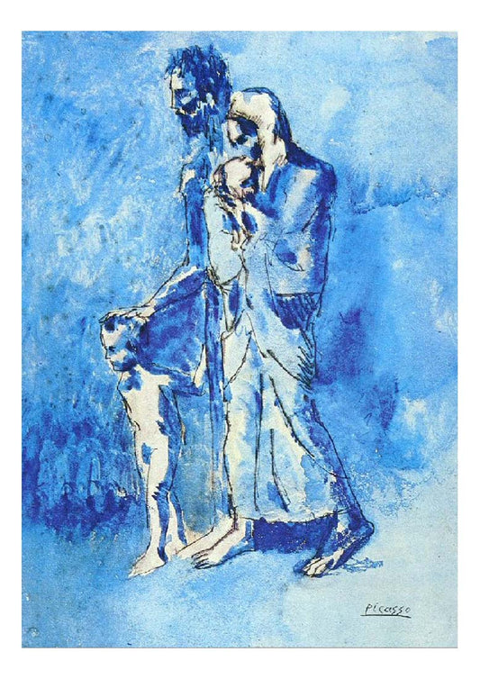 1903 L'aveugle et sa famille by Pablo Picasso, vintage artwork, 16x12"(A3) Poster