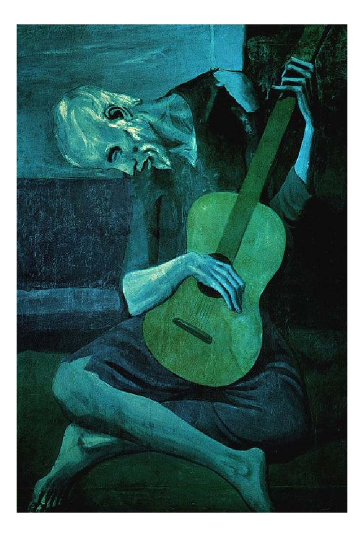 1903 Le Vieux guitariste aveugle by Pablo Picasso, vintage artwork, 16x12"(A3) Poster
