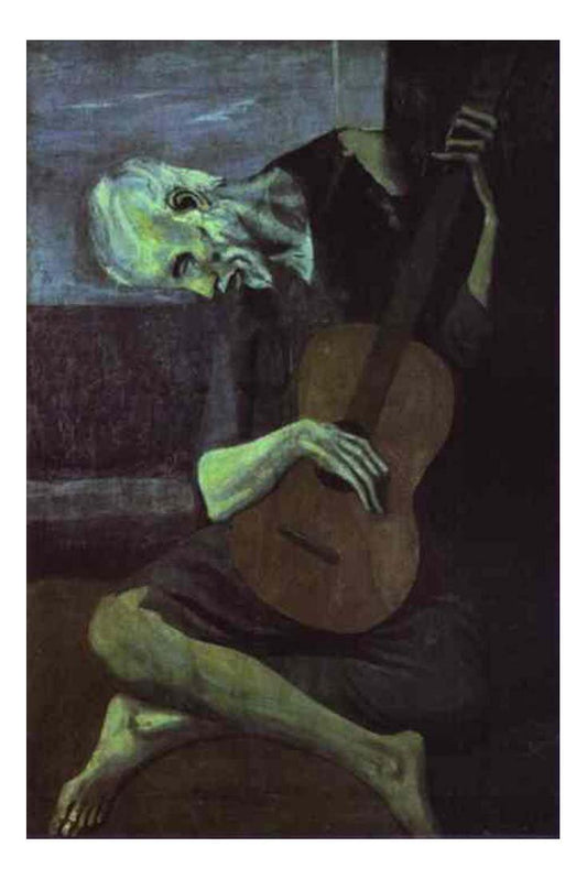 1903 Le vieux guitariste by Pablo Picasso, vintage artwork, 16x12"(A3) Poster