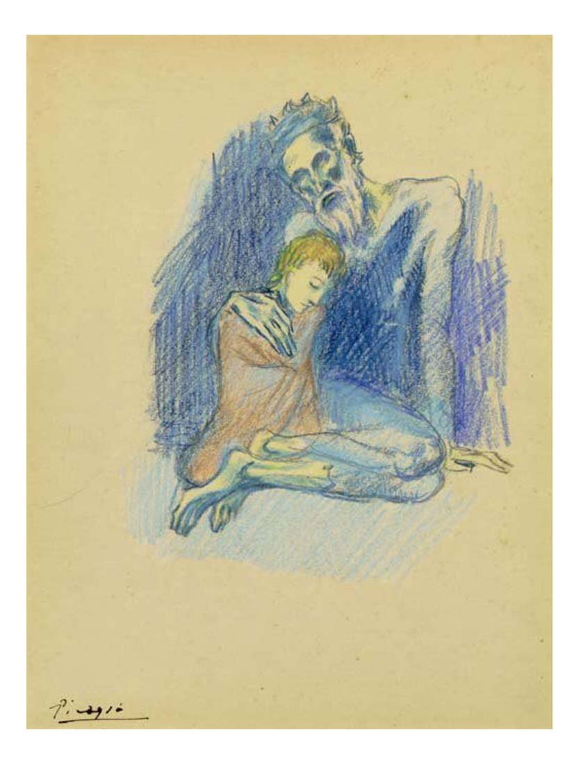 1903 Le vieux juif by Pablo Picasso, vintage artwork, 16x12"(A3) Poster