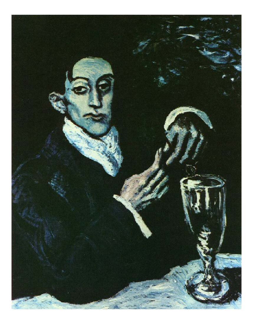 1903 Portrait bleu de Angel F de Soto by Pablo Picasso, vintage artwork, 16x12"(A3) Poster