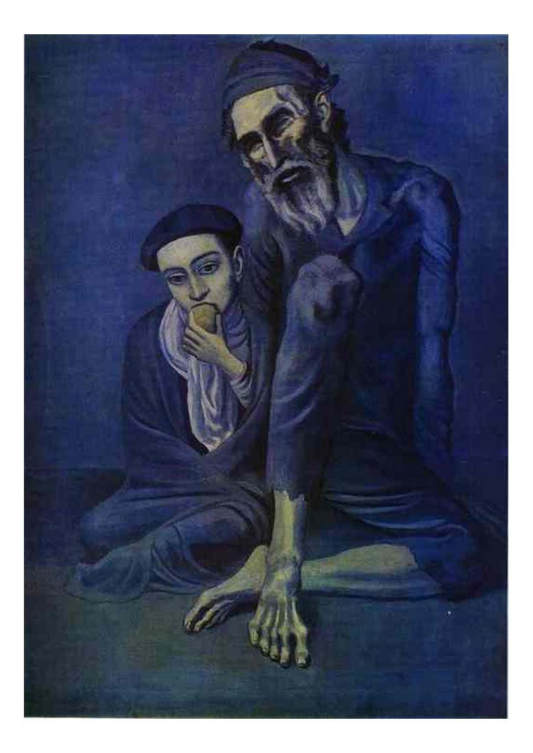 1903 Vieux  mendiant et l'enfant by Pablo Picasso, vintage artwork, 16x12"(A3) Poster