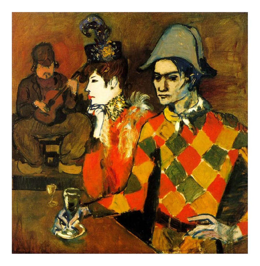 1904 Au 'Lapin Agile' (Arlequin tenant un verre) by Pablo Picasso, vintage artwork, 16x12"(A3) Poster