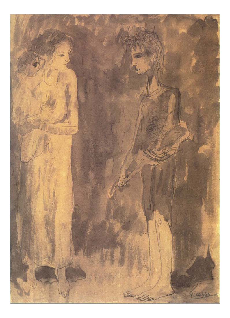 1904 Famille du cirque by Pablo Picasso, vintage artwork, 16x12"(A3) Poster