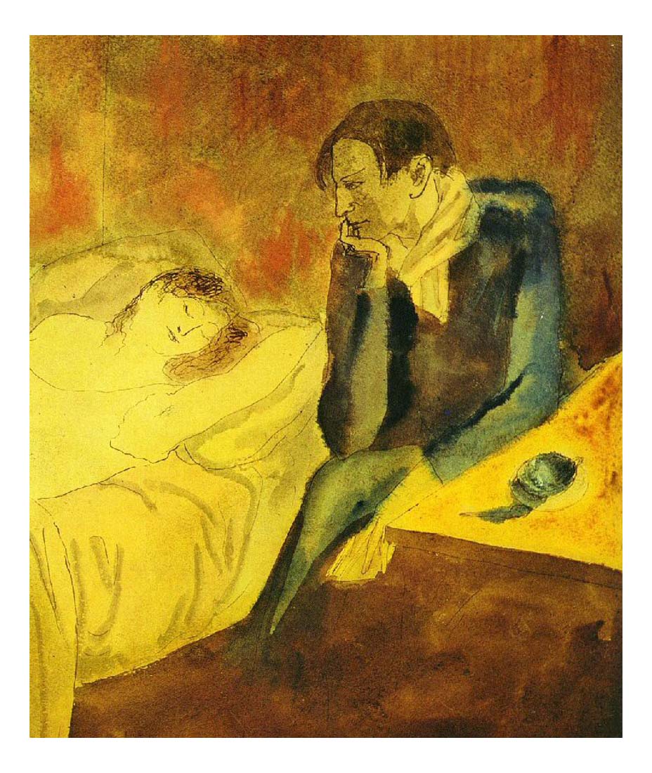 1904 Femme dormante (Meditation) by Pablo Picasso, vintage artwork, 16x12"(A3) Poster