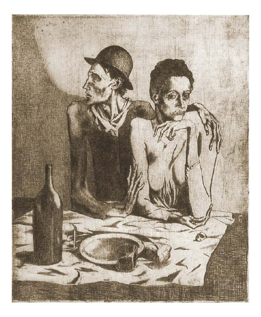 1904 Le repas frugal by Pablo Picasso, vintage artwork, 16x12"(A3) Poster