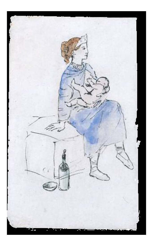 1905 Artiste de cirque et enfant by Pablo Picasso, vintage artwork, 16x12"(A3) Poster