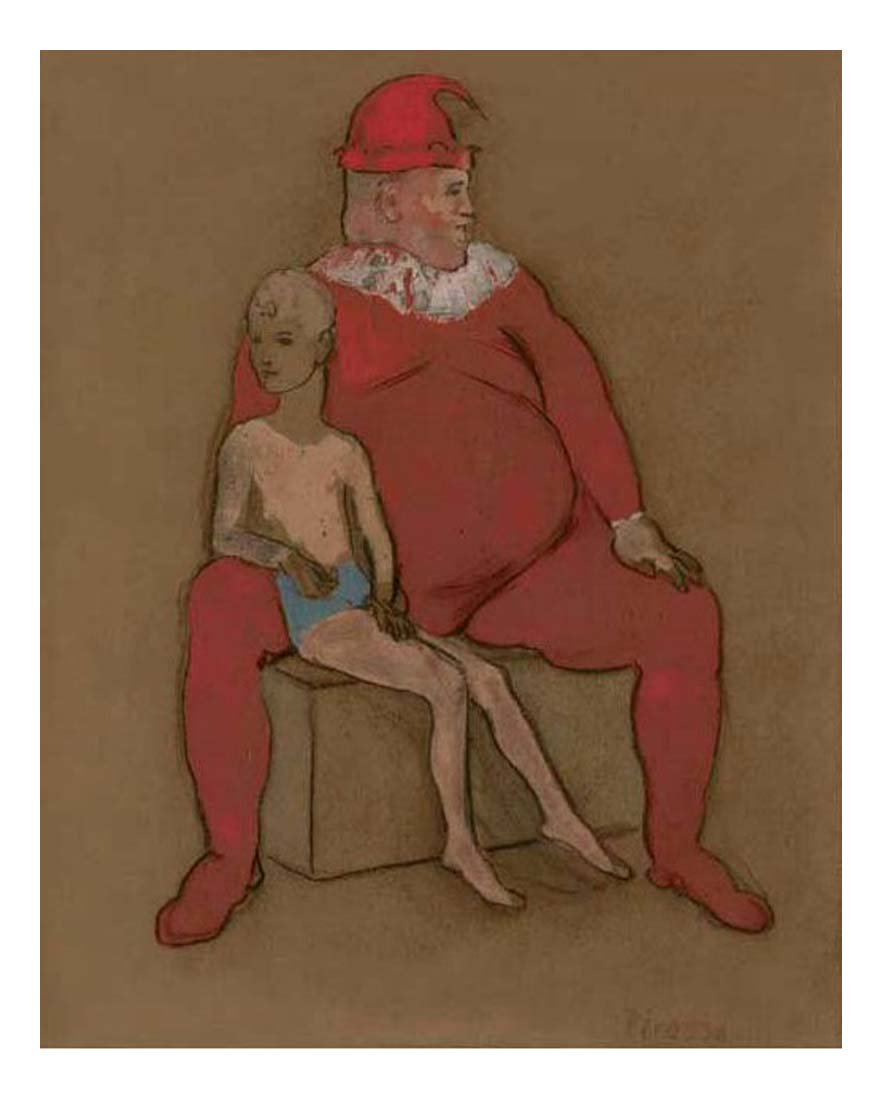1905 Bouffon et jeune acrobate2 by Pablo Picasso, vintage artwork, 16x12"(A3) Poster
