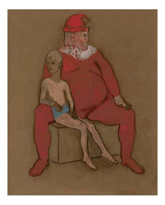 1905 Bouffon et jeune acrobate2 by Pablo Picasso, vintage artwork, 16x12"(A3) Poster