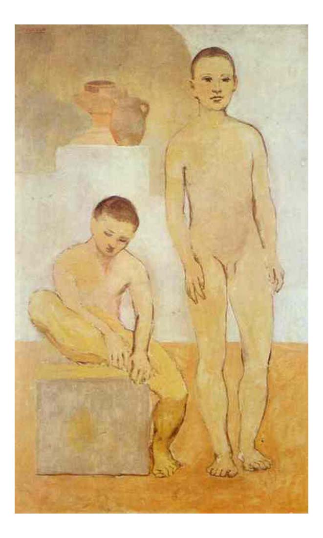 1905 Deux jeunes by Pablo Picasso, vintage artwork, 16x12"(A3) Poster