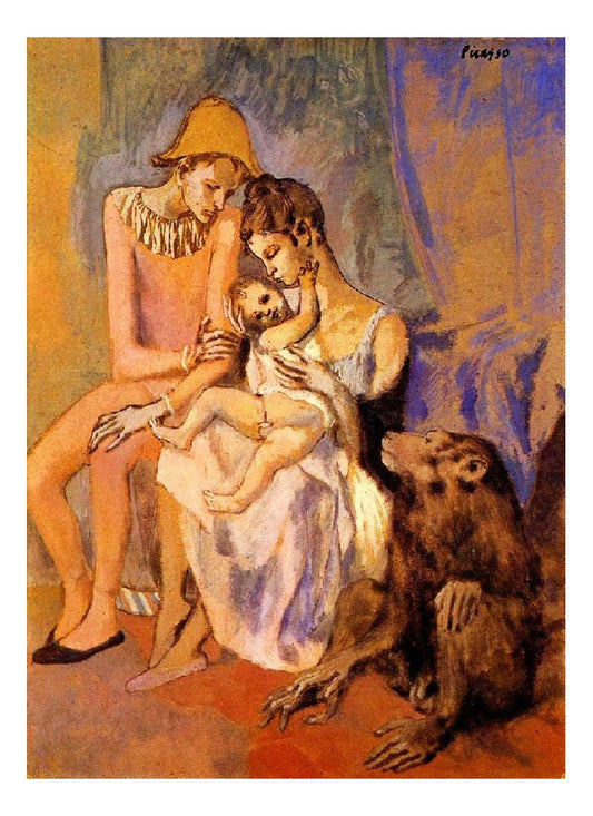 1905 Famille d'acrobates avec singe by Pablo Picasso, vintage artwork, 16x12"(A3) Poster