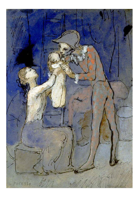 1905 Famille d'arlequin by Pablo Picasso, vintage artwork, 16x12"(A3) Poster
