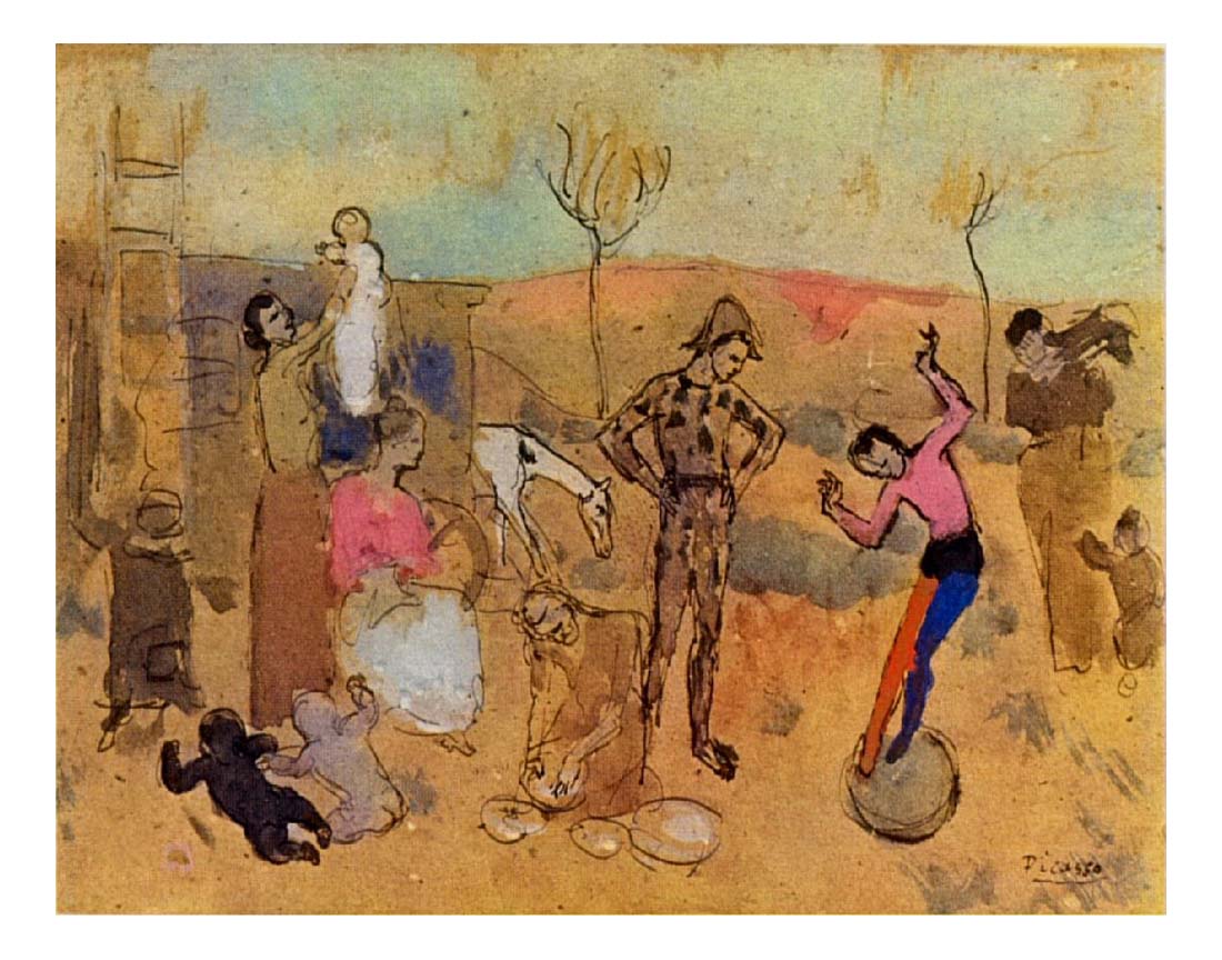 1905 Famille de bateleurs by Pablo Picasso, vintage artwork, 16x12"(A3) Poster