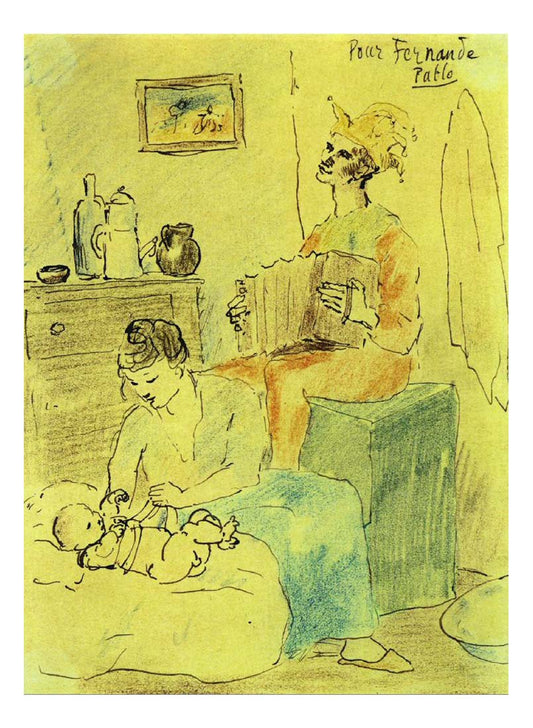 1905 Famille de bouffon by Pablo Picasso, vintage artwork, 16x12"(A3) Poster