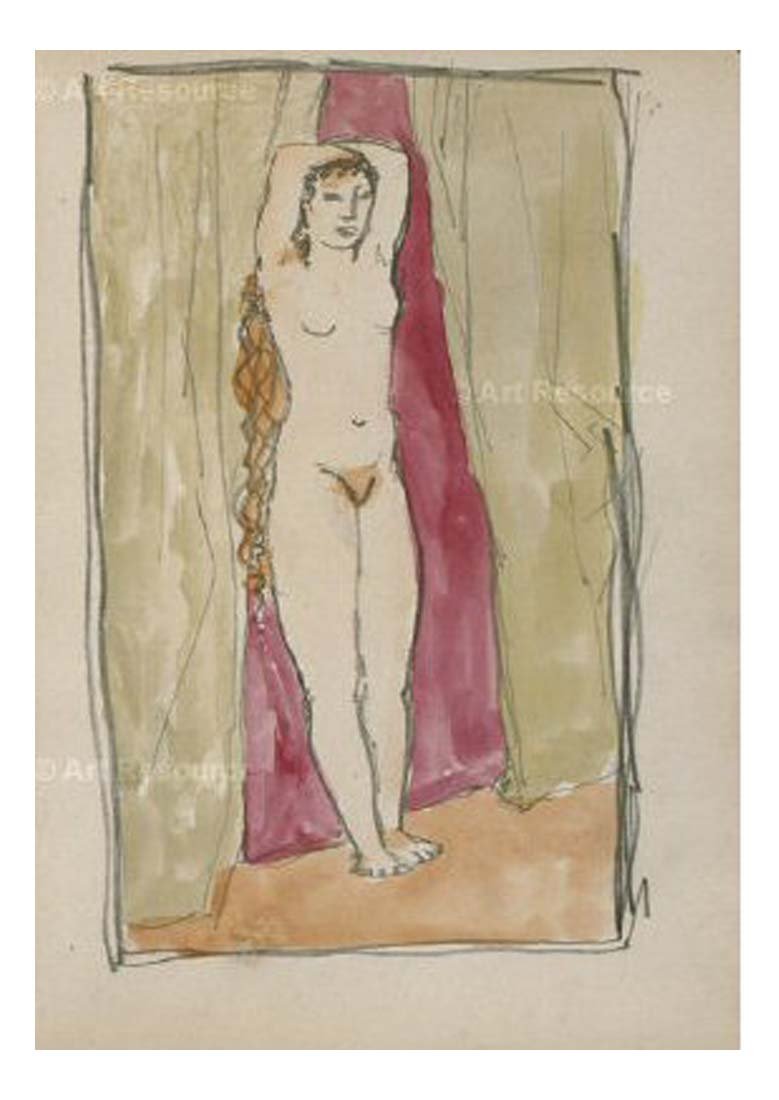 1905 Femme debout by Pablo Picasso, vintage artwork, 16x12"(A3) Poster